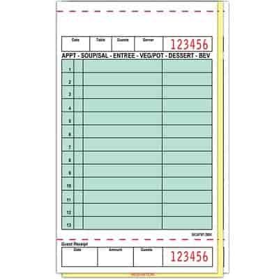 20 PACK Details about    50 Pages per Server Pad Green Guest Check Pads 2 Part Carbonless 