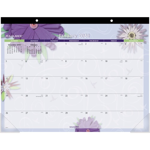 At A Glance Desk Pad Calendar 22 X 17 Flowers 2020