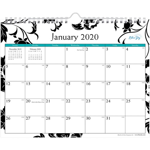 Blue Sky Barcelona Wall Calendar, 11" x 8", Floral Design, 2020 |  #MDCBWC118F | PaperRolls-N-More.com