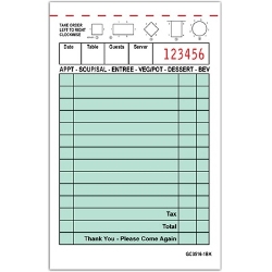 1 Part Server Pad Guest Checks, Table Diagram GC3516, 50 Books guest check 3516, 1 Part Guest Checks, Guest Checks, g3516, single copy guest checks, order pads, server pads, restaurant pads, restaurant guest checks