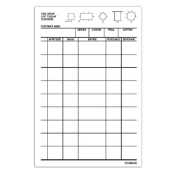 1 Part Server Order Pad Guest Checks, Table Diagram, 10 Books 1 Part Order Pads, Guest Checks, Server order pads, server pads, restaurant guest checks, 1 part guest check