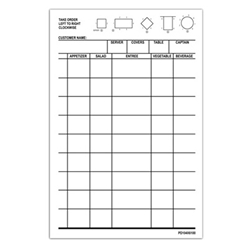 1 Part Server Order Pad Guest Checks, Table Diagram, 50 Books 1 Part Order Pads, Guest Checks, Server order pads, server pads, restaurant guest checks, 1 part guest check