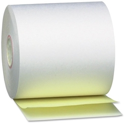2 1/4" x 90 2-Ply White/Canary Carbonless Paper Rolls 10/box  2 ply carbonless paper rolls, 2 ply paper rolls, 2 ply paper 10 rolls