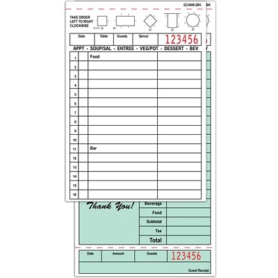 2-Part Carbonless Guest Check Books, GC4900, 50 Pads royal gc4900, guest checks, 2 part guest check, order pads, server pads, restaurant pads, restaurant guest checks