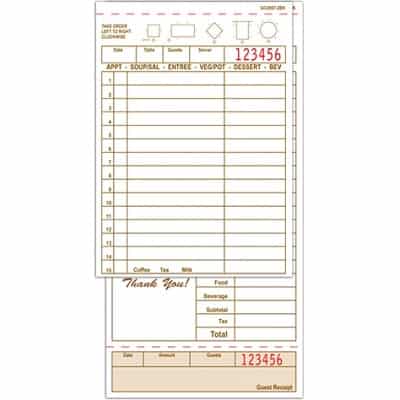 2-Part Carbonless Server Guest Check, GC4997, 50 Checks/Book 40 Books/Case royal gc4997, adams 947bndsw, choice 105948, guest checks, 2 part guest check, g4997, order pads, server pads, restaurant pads, restaurant guest checks