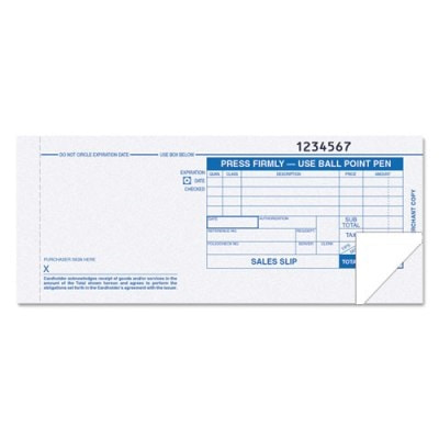 2-Part Credit Card Sales Imprint Slips, Long, 100 Slips Credit Card Imprint Slips, 2-Part Sales Slips