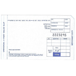 2-Part Credit Card Sales Imprint Slips, Short, 100 slips Credit Card Imprint Slips, 2-Part Sales Slips
