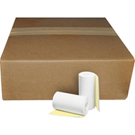 4 1/2" x 90' 2-Ply White/Canary Carbonless Paper Rolls 25/box