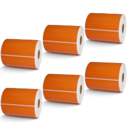 4" x 6" Orange Direct Thermal Labels, 1" Core, 6 Rolls/Case    4" x 6" Direct Thermal Rolls 12/Bx, thermal, labels, sticky, 4" x 6", 4x6 labels, zebra