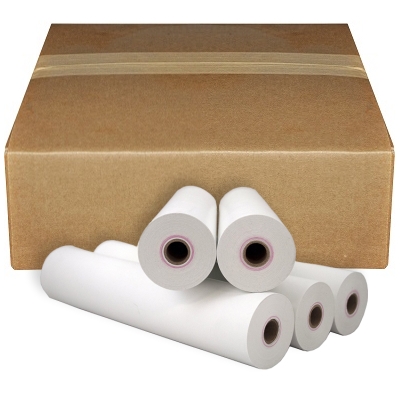 8 1/2" x 90' (216mm x 28m) Black Image Thermal Paper