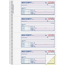 Adams Spiral 2-Part Money/Rent Receipt Book, Spiral Bound Adams Money Receipt Book, rent receipt book