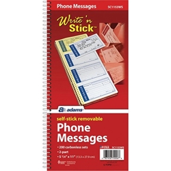 Adams Write N Stick Phone Message Book, Spiral Bound Adams Write N Stick Phone Message Book