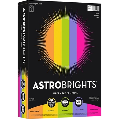 Astrobrights Color Paper, 8.5” x 11”, 24# Lift-Off Lemon 500 Sheets (21018)