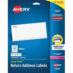 Avery Address Labels, 1/2" x 1 3/4", White, 2000/Pack, Laser or Inkjet ave8167, ave5267, Laser Address Labels, Inkjet Address Labels