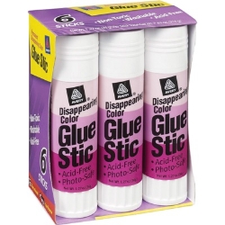 Avery Disappearing Color Permanent Glue Stics, 1.27 oz., 6 Pack Avery Permanent Glue Stics, Glue Stics, glue sticks