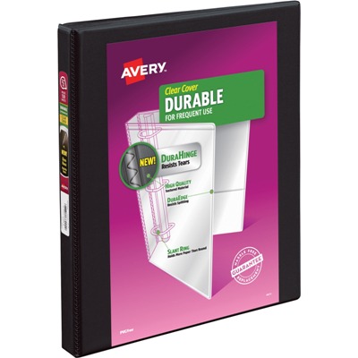 Avery Durable Slant D-ring View Binder, 1/2" to 3" Widths, Black Binder, 1" BINDER, black binder