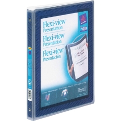 Avery Flexi-View Round Ring Binders, 1/2" and 1" Widths, Navy Binder, 1" BINDER, Navy binder