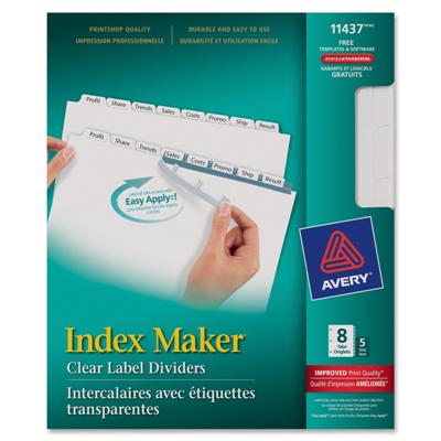 Avery Index Maker Print & Apply Clear Label Dividers, 8 Tabs, 5 Sets label dividers, tab dividers, binder dividers