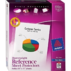 Avery Non-Glare Clear Heavyweight Sheet Protectors, 3 Ring, 200/Box Binder pockets, sheet protectors, no glare sheet protectors