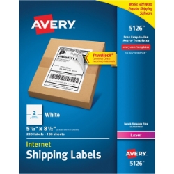 Avery Shipping Labels TrueBlock Technology, 5 1/2" x 8 1/2", White, 200/Pack Shipping Labels, ave5126, avery shipping labels
