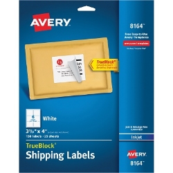 Avery Shipping Labels TrueBlock Technology, 3 1/3" x 4", White, 150/Pack Shipping Labels