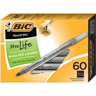 BIC Round Stic Ballpoint Pen, Black, Medium, 60/Pack