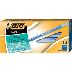 BIC Round Stic Ballpoint Pen, Blue, Fine Point, 12/Pack Pen, blue pens, 12 pack pens