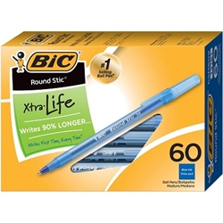 BIC Round Stic Ballpoint Pen, Blue, Medium, 60/Pack Pen, blue pens