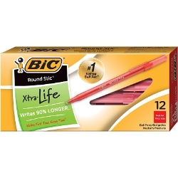 BIC Round Stic Ballpoint Pen, Red, Medium Point, 12/Pack Pen, red pens, 12 pack pens