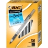 BIC Round Stic Grip Xtra Comfort Ballpoint Pen, Black, Medium, 36/Pack