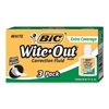 BIC Wite-Out Extra Coverage Correction Fluid, 3/Pack Wite-Out, correction fluid, bic white out