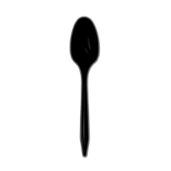Black Disposable Teaspoons, Medium Weight, Polypropylene, 1,000/Case black plastic spoons, restaurant disposable teaspoons, bulk plastic spoons, to go cutlery, disposable black teaspoons