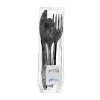 Black Wrapped Cutlery: Fork, Teaspoon, Knife, Napkin, S & P, 250/Case