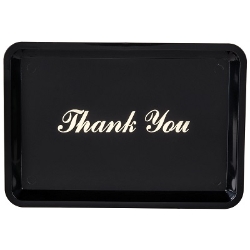 Update Black and Gold Thank You Tip Tray, 4 1/2" x 6 1/2" tip tray, check presenter, guest check holder