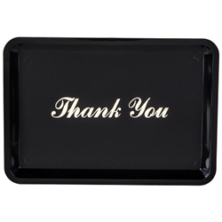 Update Black and Gold Thank You Tip Tray, 4 1/2" x 6 1/2" tip tray, check presenter, guest check holder