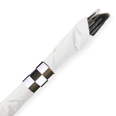 Black and White Checkered Paper Napkin Bands