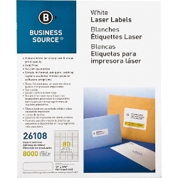 Business Source 1/2" x 1 3/4" Laser Address Labels, White, 8,000/Pack 1/2 x 1 3/4, Address Labels