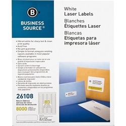 Business Source 1/2" x 1 3/4" Laser Address Labels, White, 8,000/Pack 1/2 x 1 3/4, Address Labels