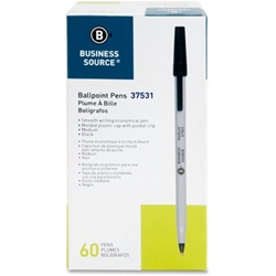 Business Source Bulk Ballpoint Stick Pens, Black, Medium, 60/Pack Pen, Black pens
