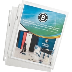 Business Source Economy Clear Sheet Protectors, 3 Ring, 100/Box Binder pockets, sheet protectors