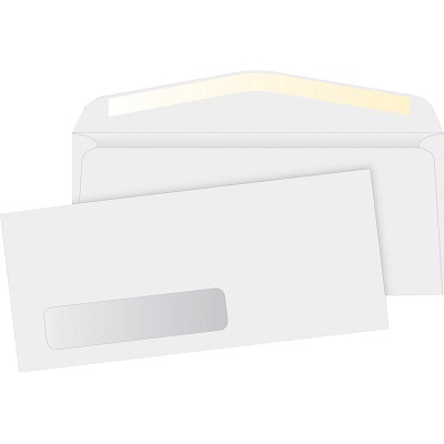 Business Source Envelopes, 1 Window, #10, Gummed, 500/Box no 10 Envelopes, gummed envelopes, 1 window envelopes, bsn42251