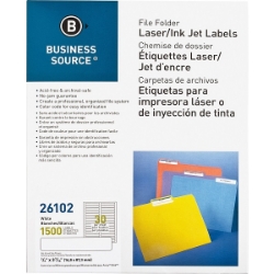 Business Source File Folder Labels, 2/3" x 3 7/16", White, 1500/Pack file folder Labels, printable file labels