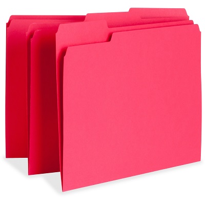 Business Source File Folders, 1/3 Tab Cut, 100/Box, Red red file folders, 1/3 cut folders, color coded file folders