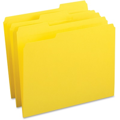 Business Source File Folders, 1/3 Tab Cut, 100/Box, Yellow yellow file folders, 1/3 cut folders, color coded file folders