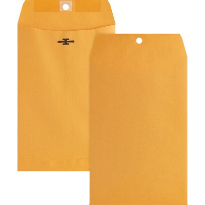 Business Source Heavy-Duty Clasp Envelopes, 6" x 9", 28lb, Kraft, 100/Box Clasp Envelope, Brown Envelope