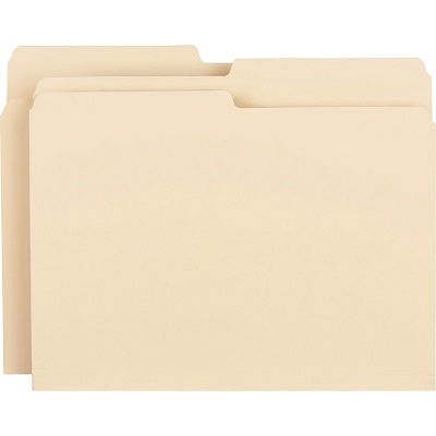 Business Source Manila File Folders, 1/2 Tab Cut, 100/Box file folders, 1/2 cut folders, manila folders