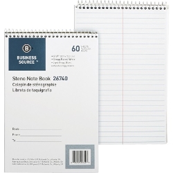 Business Source Wire-Bound Steno Notebook, Gregg Ruled, 6" x 9" steno memo pad, memo book, lined notepad