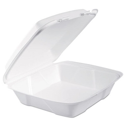 Dart 1-Compartment Foam Take-Out Container, 9" x 9", 200/Case foam Take-Out Box, carry out container, Styrofoam container