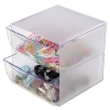 Desk Cube with 2 Drawers, Clear Plastic, 7-1/8" x 6" x 6"