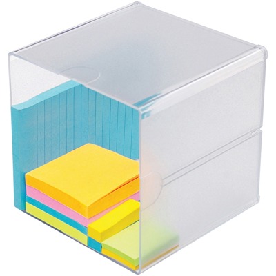 Desktop Cube Organizer, Clear Plastic, 6" x 6" x 6" Desk Cube, desk organizer